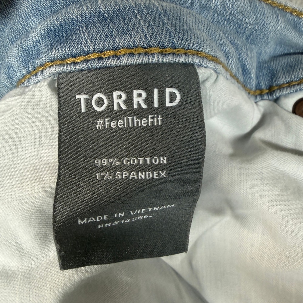 Torrid High-Rise Ankle Crop Jeans Size 24 Blue Light Wash Raw Hem Stretch Denim - Picture 3 of 11